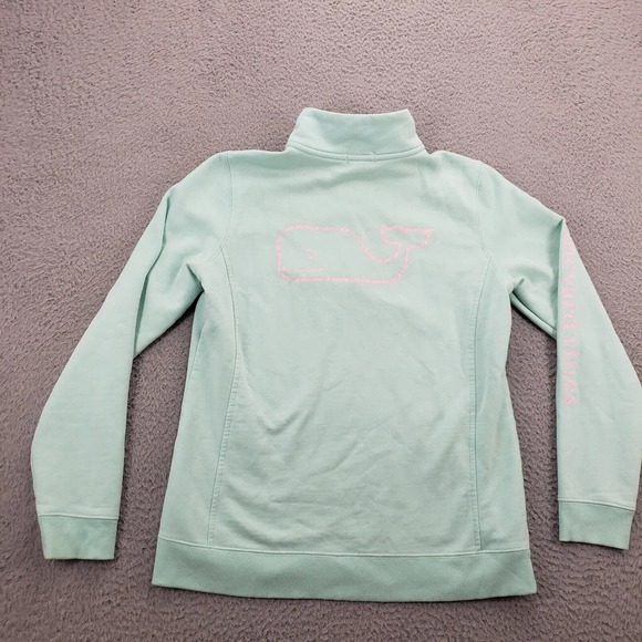 Vineyard Vines Sweater Womens Small Green‎ 1/4 Zip Outdoors Running Whale Casual - Picture 2 of 16